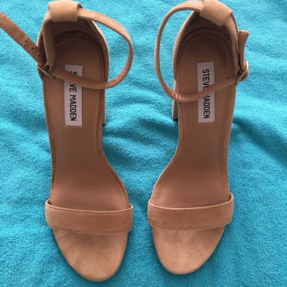 Suede Ankle strap sandals with block heel